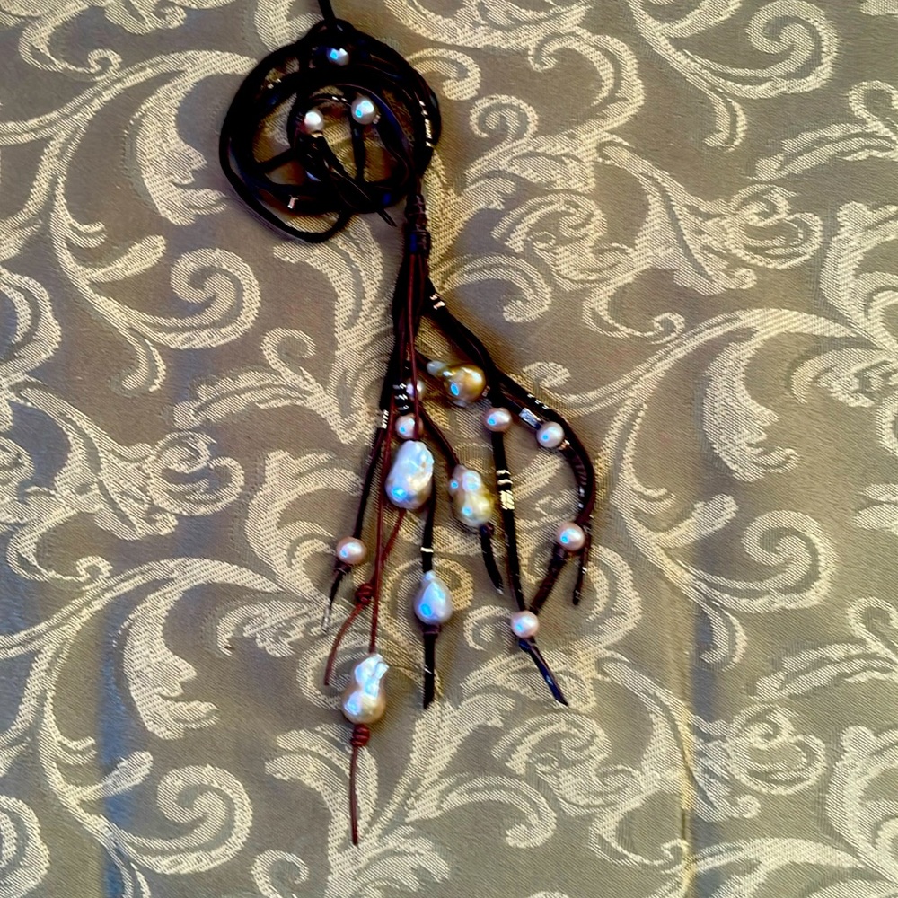 Chan Luu leather pearl necklace